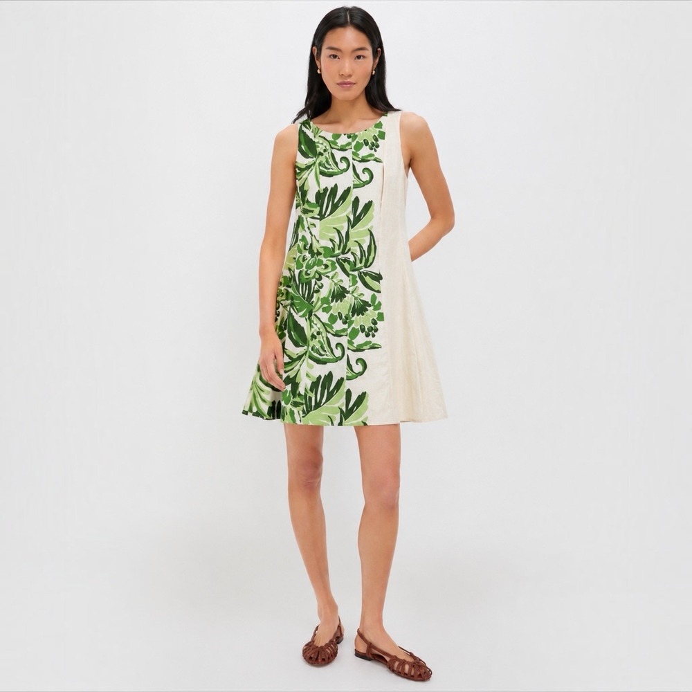 Anna Cate Belle Mini Dress Jungle Print Green Beige Cotton Size L NWT 2025ACSU58